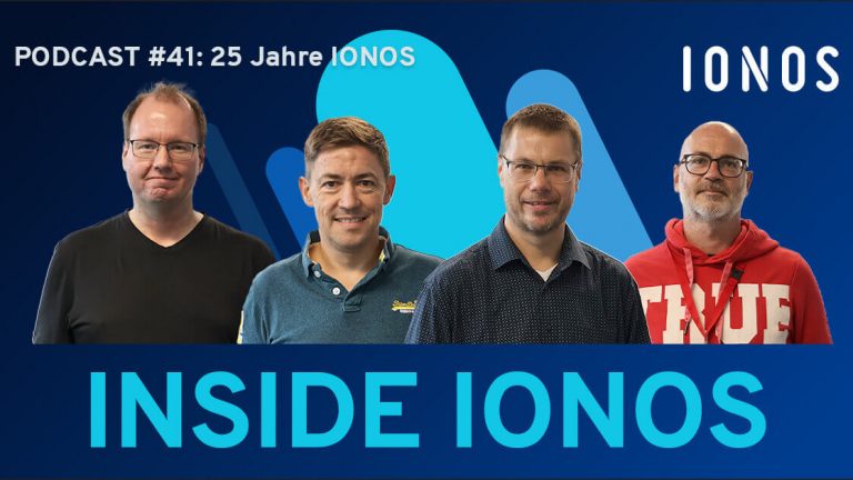 Gäste des Inside IONOS Podcasts Eric Schätzlein, Stefan Mink und Anders Henke sowie Host Andreas Maurer