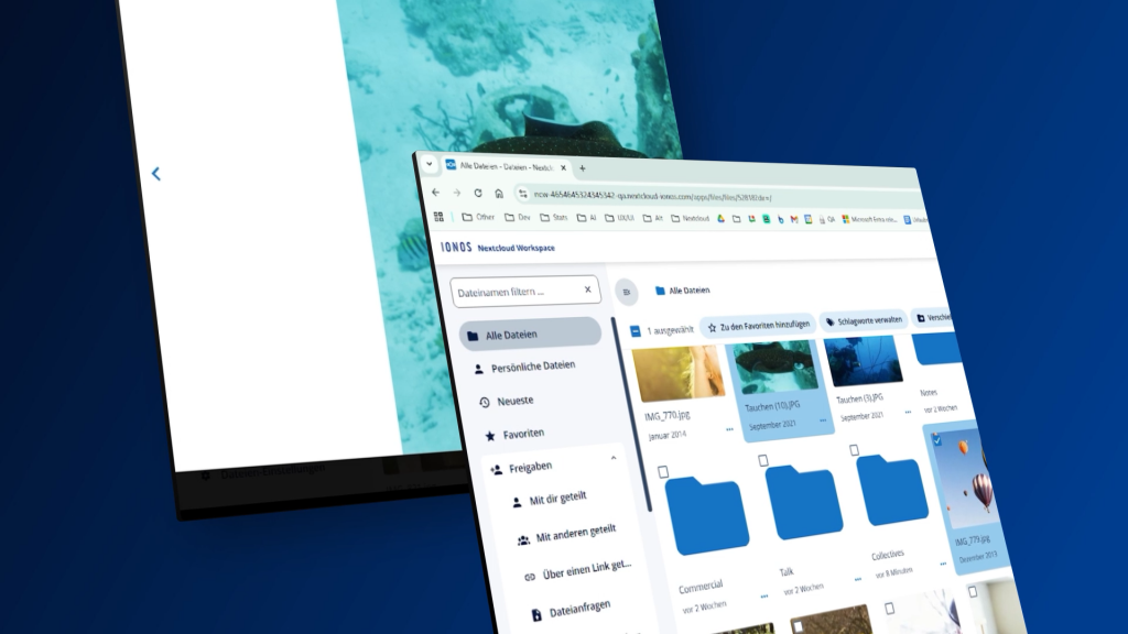 Nextcloud Screenshots Einblicke aus dem IONOS Nextcloud Workspace