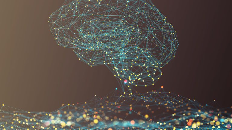 Ein abstraktes, leuchtendes Netzwerk aus Punkten und Linien, das die Verknüpfung verschiedener n8n Nodes symbolisiert und eine sichere Cloud Integration im Kontext digitaler Souveränität darstellt.